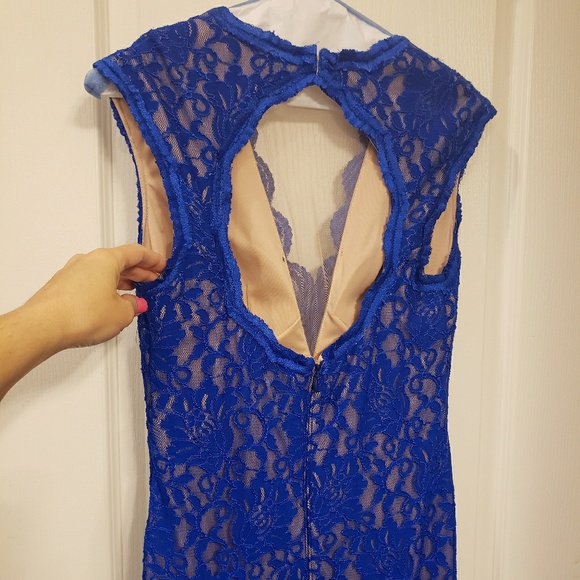 Royal Blue Lace Gown by XSCAPE - Picture 3 of 5